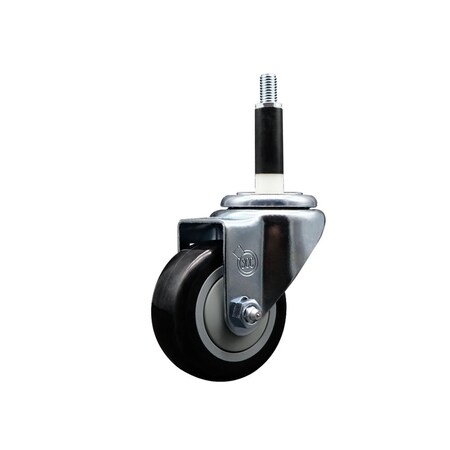 Service Caster 3'' Black Poly Wheel Swivel 7/8'' Expanding Stem Caster SCC-EX20S314-PPUB-BLK-78